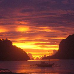 Coucher de soleil de notre hotel.